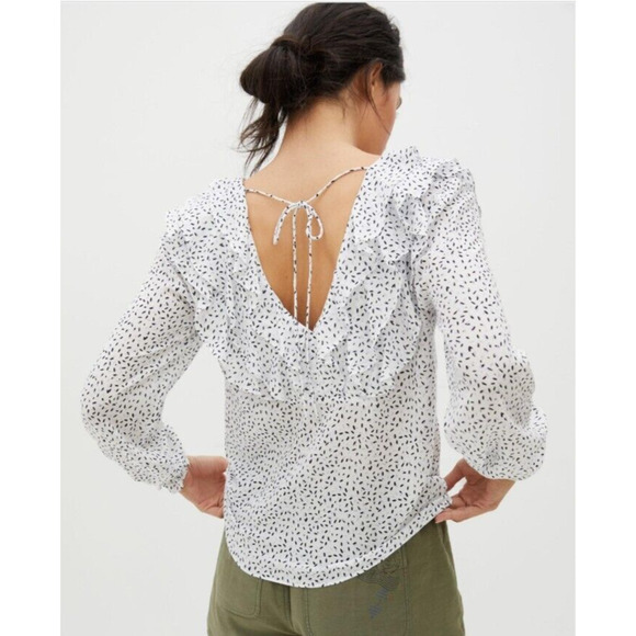 Anthropologie Hutch Ruffle Double V Neckline Smocked Sleeve Medium - Picture 4 of 11